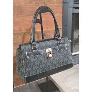 Wendy Keen Black Monogram Handbag,‎ Black/Grey